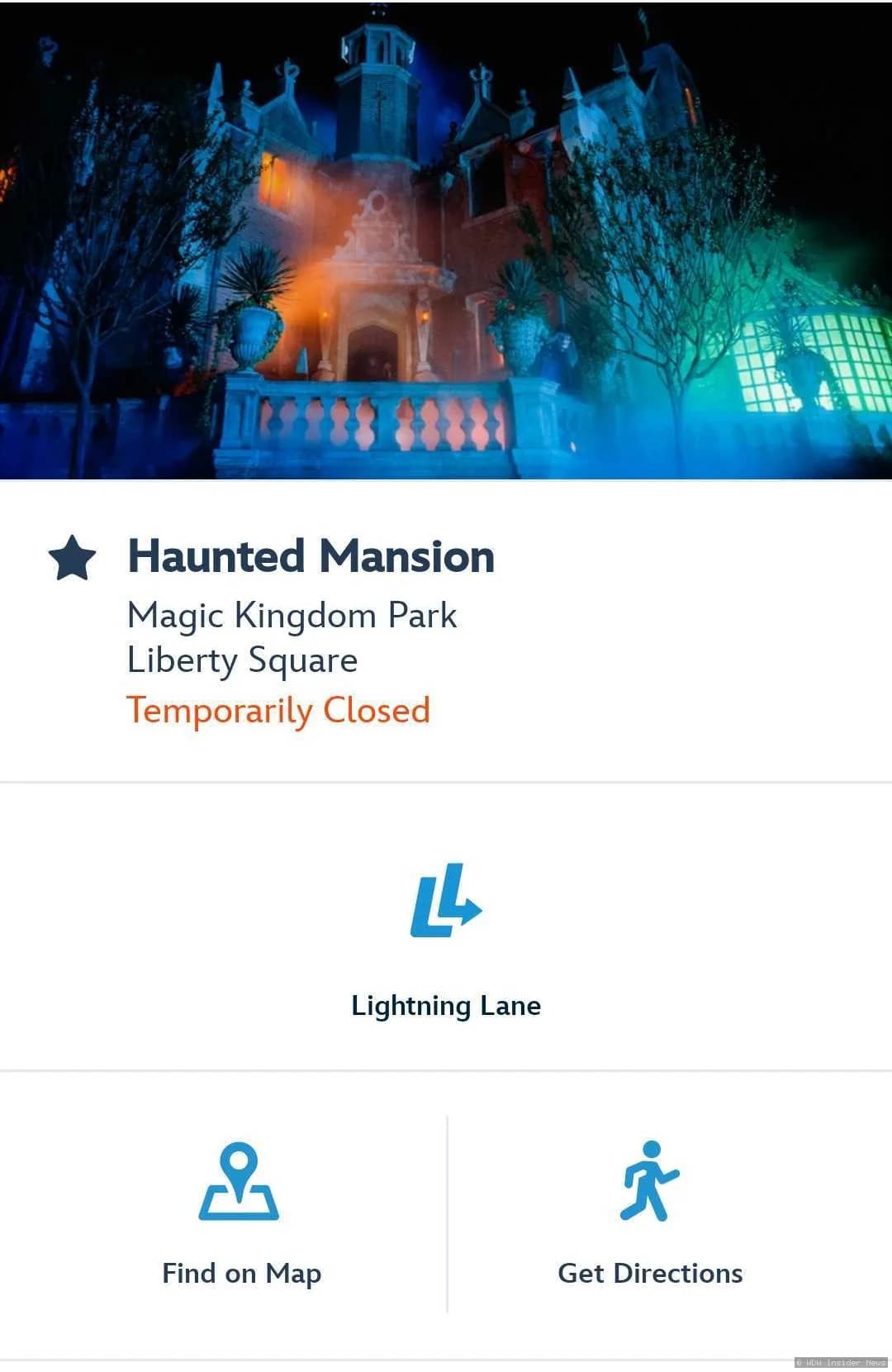 The Haunted Mansion facade at Magic Kingdom with gates closed and no visitors present