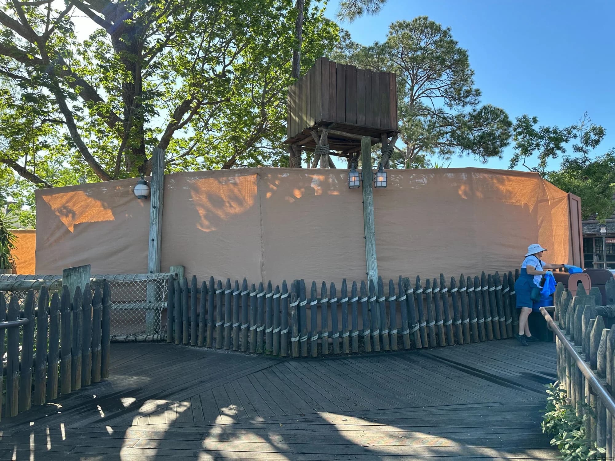 Steel construction framework being erected between Big Thunder Mountain Railroad and Piston Peak at Magic Kingdom