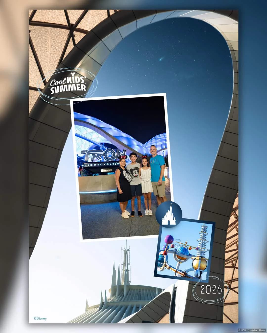 Eight photo locations scattered across four Walt Disney World parks for a summer PhotoPass challenge