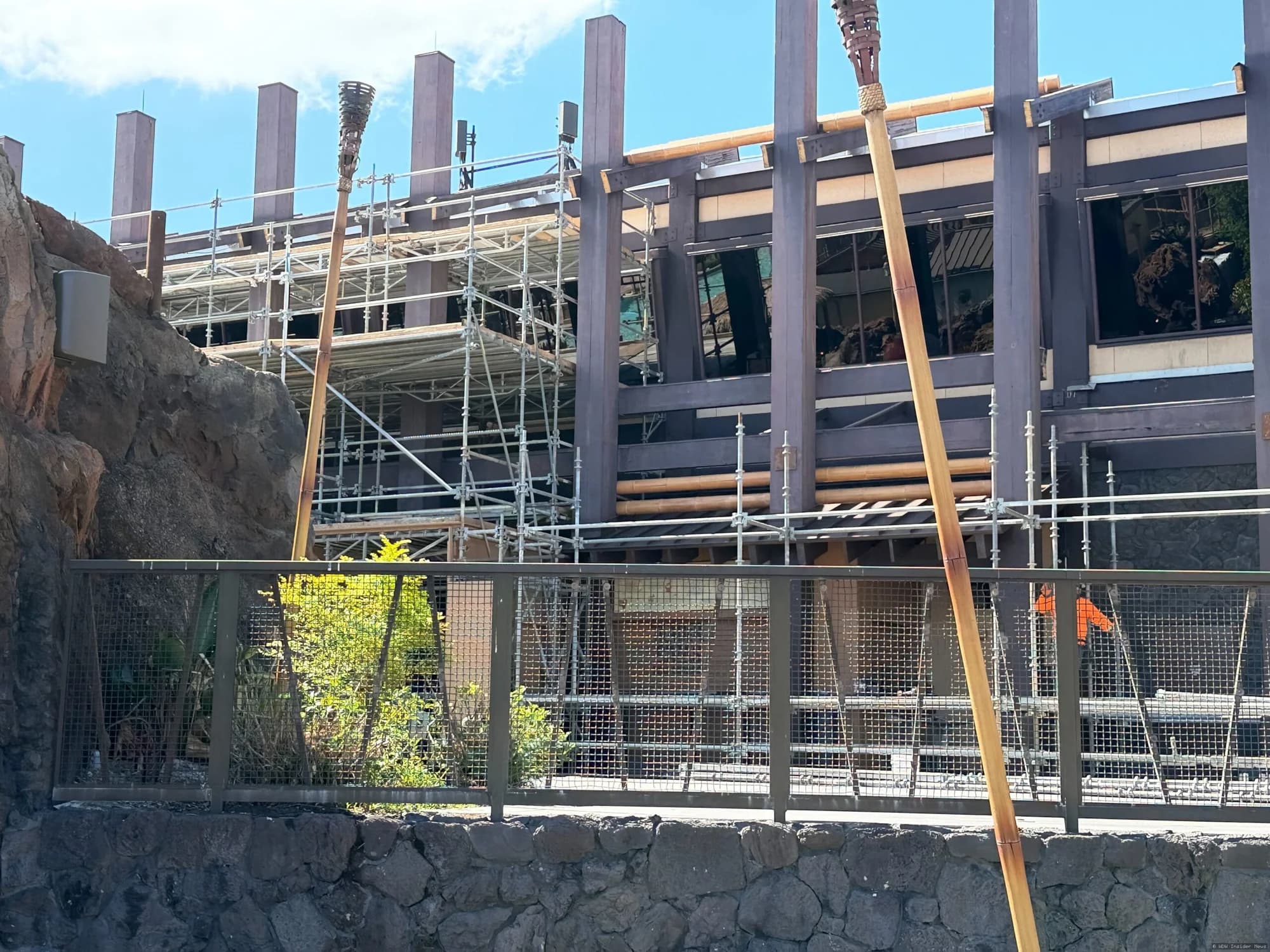 Scaffolding Installed Around Trader Sams Tiki Terrace During Refurbishment