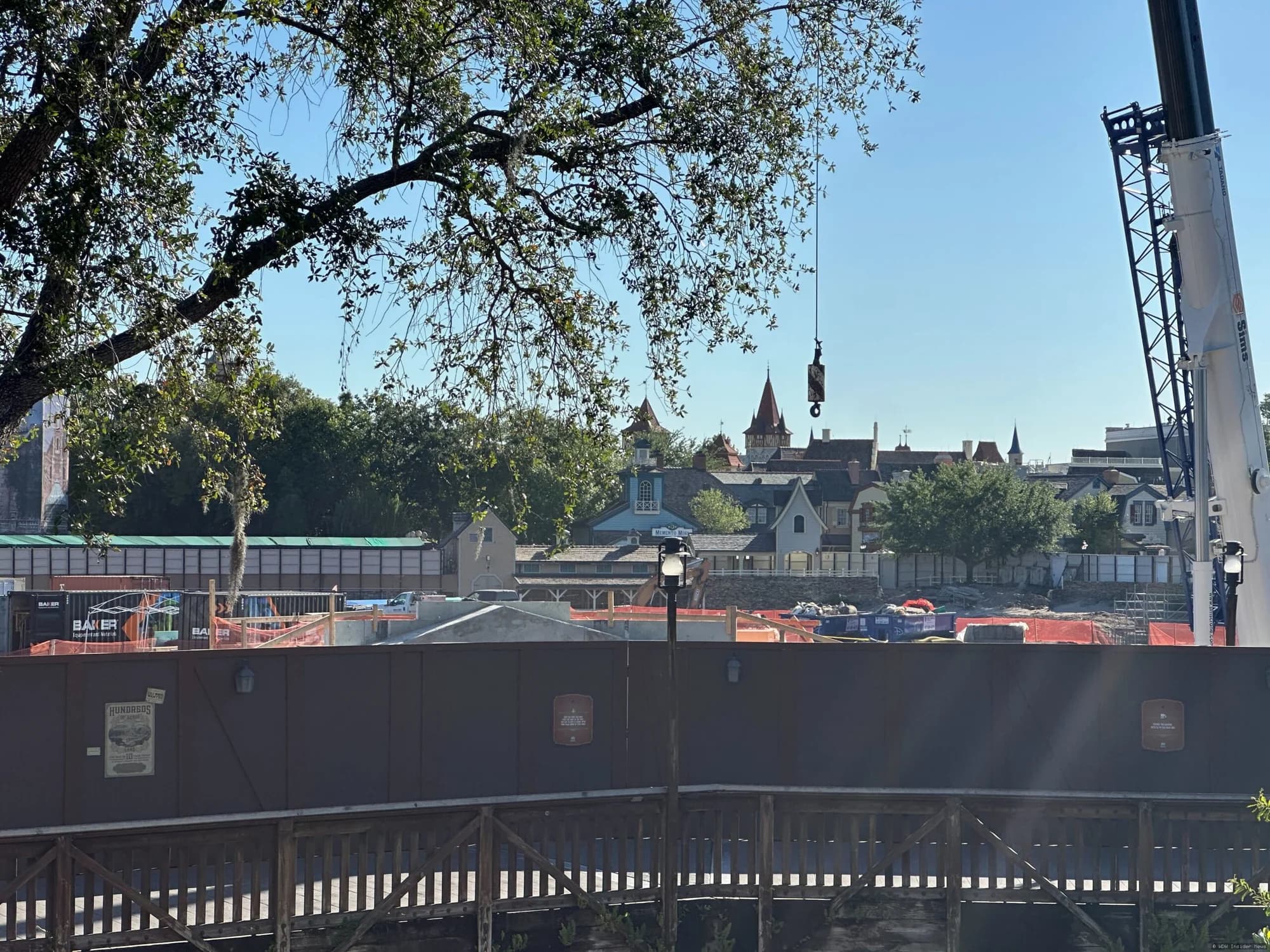Steel construction framework being erected between Big Thunder Mountain Railroad and Piston Peak at Magic Kingdom
