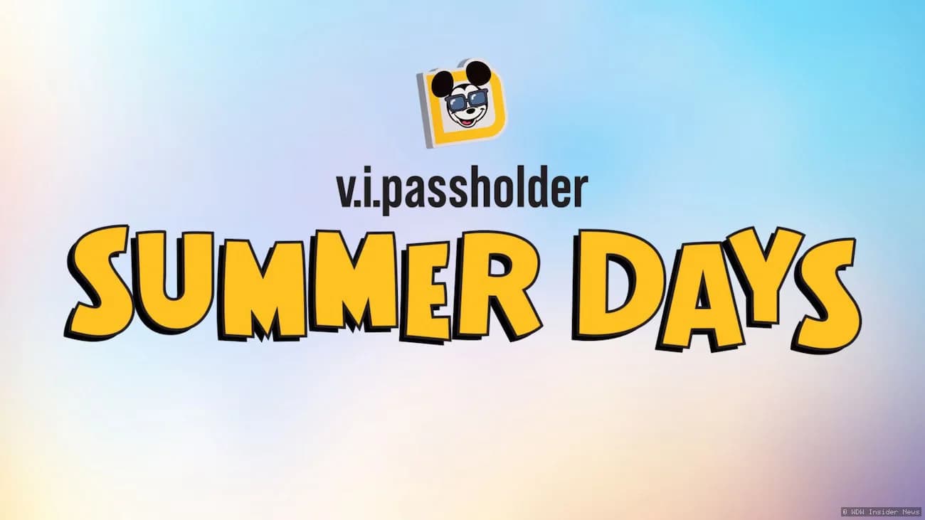 Two new Disney World Annual Passholder MagicMobile designs displayed side by side, featuring summer-themed artwork and…