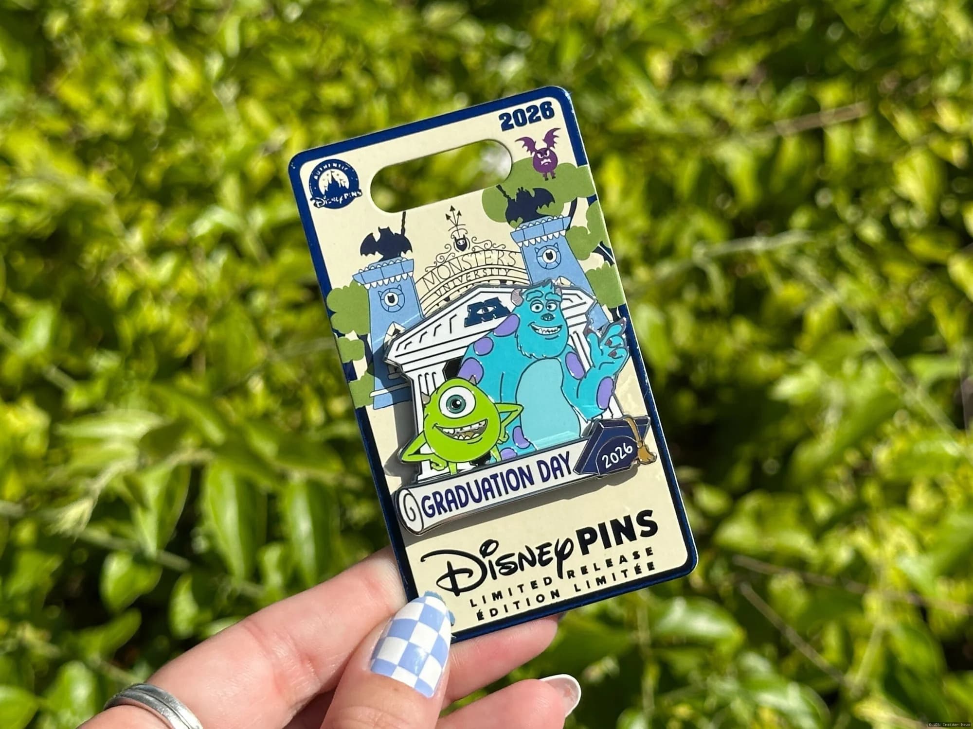 A display of three commemorative Disney pins featuring Magic Carpets anniversary designs and special occasion artwork