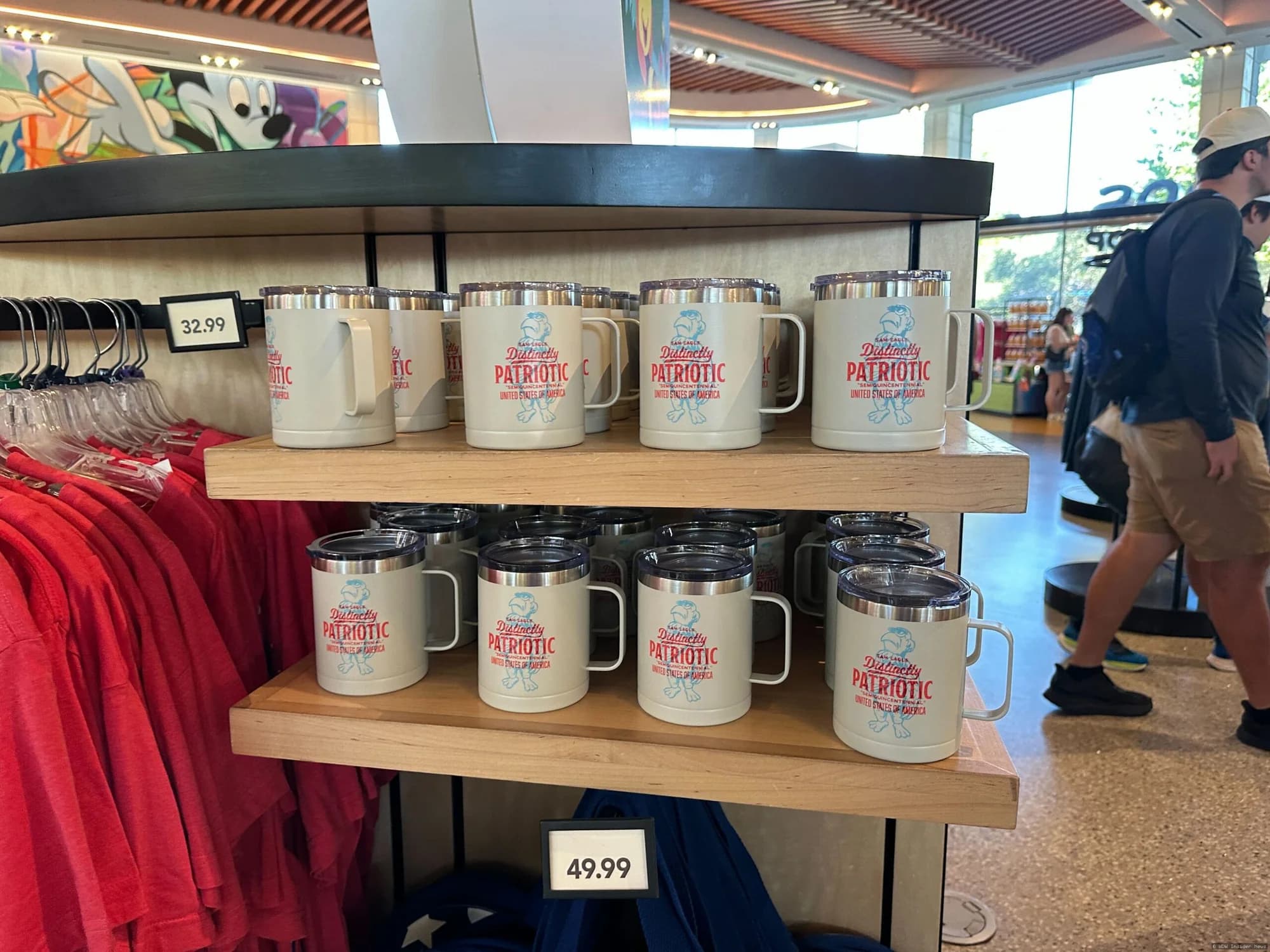 Sam Eagle ceramic mug with patriotic design displayed at EPCOT, Walt Disney World